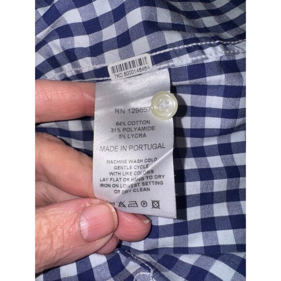 Rochelle Behrens The Icon Shirt Blue White Gingham Button Long Sleeve Womens XL - Picture 7 of 10
